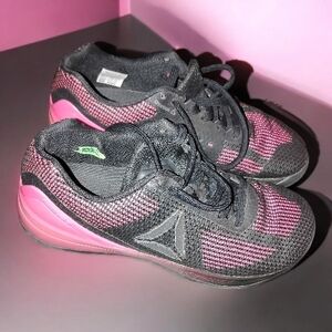 Reebok  Black and Pink Mesh Athletic Sneakers